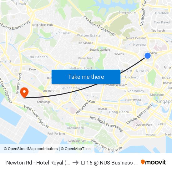 Newton Rd - Hotel Royal (50069) to LT16 @ NUS Business School map