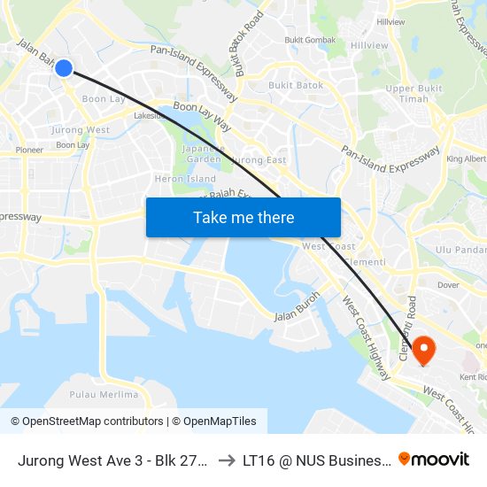 Jurong West Ave 3 - Blk 273b (27459) to LT16 @ NUS Business School map