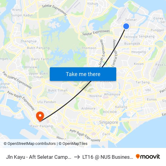 Jln Kayu - Aft Seletar Camp G (68119) to LT16 @ NUS Business School map