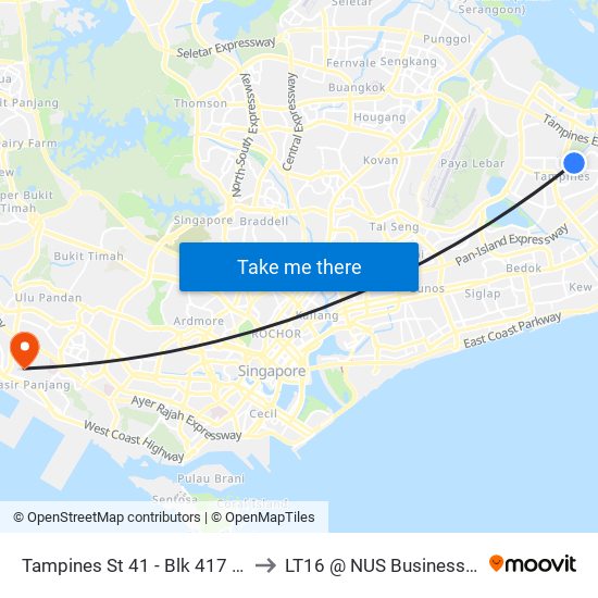 Tampines St 41 - Blk 417 (76399) to LT16 @ NUS Business School map