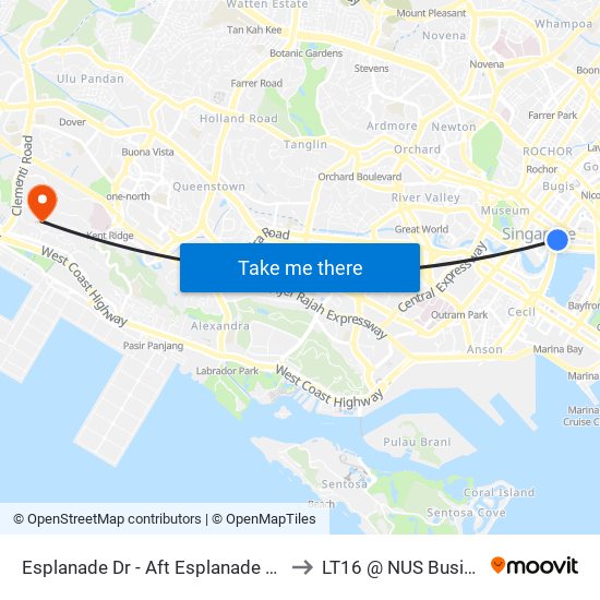 Esplanade Dr - Aft Esplanade Stn Exit D (02029) to LT16 @ NUS Business School map