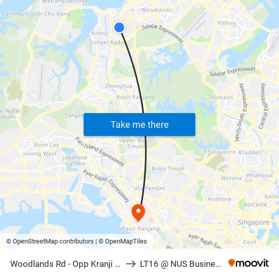 Woodlands Rd - Opp Kranji Stn (45131) to LT16 @ NUS Business School map