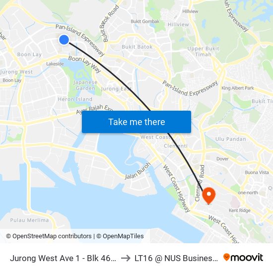 Jurong West Ave 1 - Blk 463 (28511) to LT16 @ NUS Business School map
