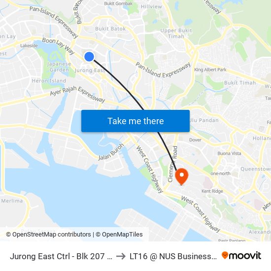 Jurong East Ctrl - Blk 207 (28319) to LT16 @ NUS Business School map