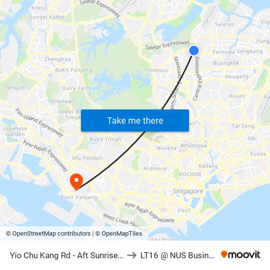 Yio Chu Kang Rd - Aft Sunrise Gdns (55089) to LT16 @ NUS Business School map