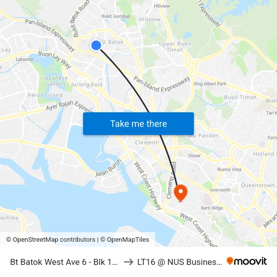 Bt Batok West Ave 6 - Blk 185 (43379) to LT16 @ NUS Business School map