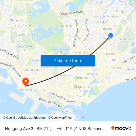 Hougang Ave 3 - Blk 21 (63241) to LT16 @ NUS Business School map