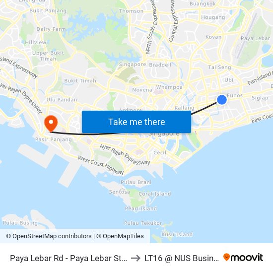 Paya Lebar Rd - Paya Lebar Stn Exit D (81129) to LT16 @ NUS Business School map