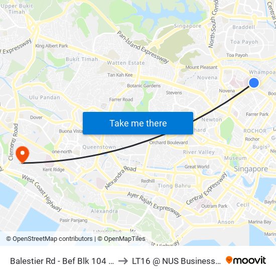 Balestier Rd - Bef Blk 104 (50221) to LT16 @ NUS Business School map