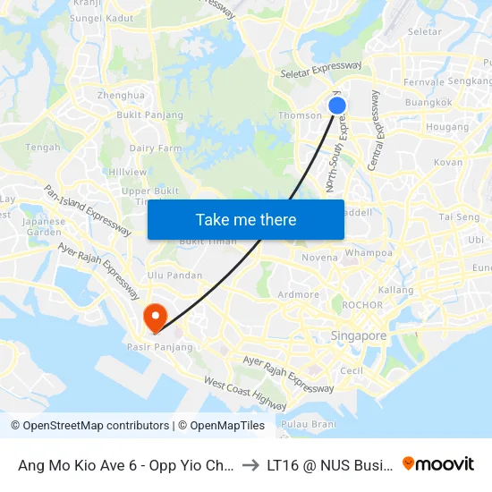 Ang Mo Kio Ave 6 - Opp Yio Chu Kang Stn (55181) to LT16 @ NUS Business School map