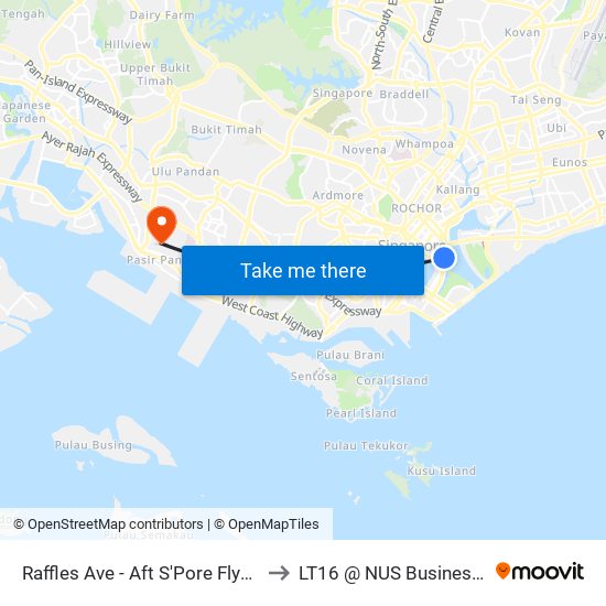 Raffles Ave - Aft S'Pore Flyer (02101) to LT16 @ NUS Business School map