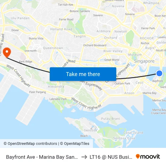 Bayfront Ave - Marina Bay Sands Theatre (03501) to LT16 @ NUS Business School map