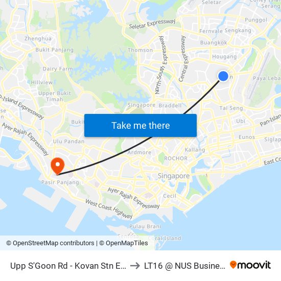 Upp S'Goon Rd - Kovan Stn Exit C (63039) to LT16 @ NUS Business School map