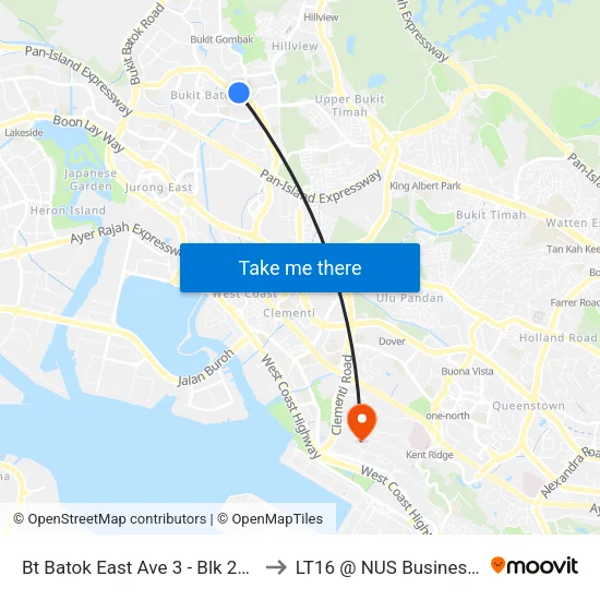 Bt Batok East Ave 3 - Blk 229 (43171) to LT16 @ NUS Business School map
