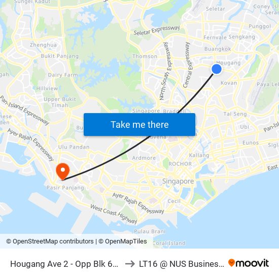 Hougang Ave 2 - Opp Blk 634 (63319) to LT16 @ NUS Business School map