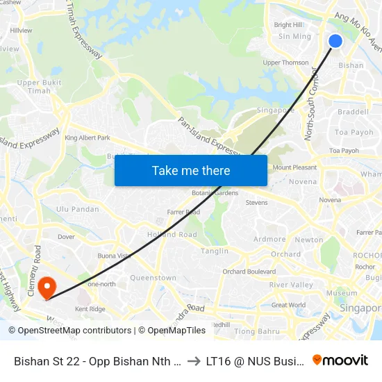 Bishan St 22 - Opp Bishan Nth Shop Mall (53389) to LT16 @ NUS Business School map