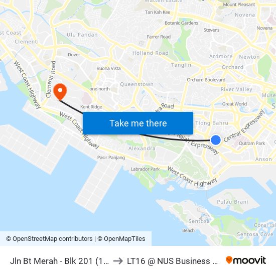 Jln Bt Merah - Blk 201 (10079) to LT16 @ NUS Business School map
