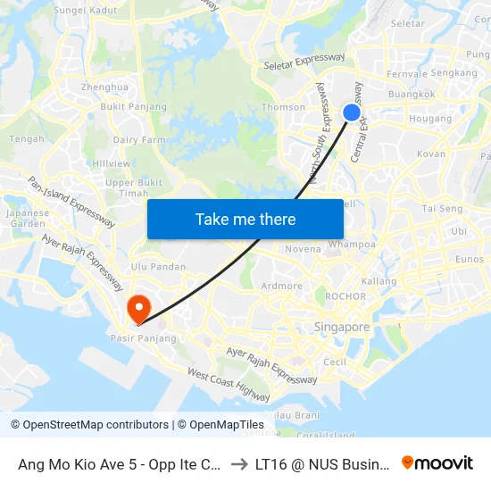 Ang Mo Kio Ave 5 - Opp Ite Coll Ctrl (54489) to LT16 @ NUS Business School map