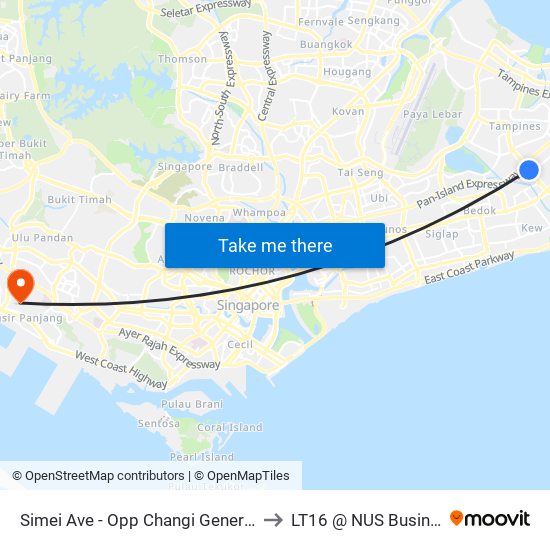 Simei Ave - Opp Changi General Hosp (96281) to LT16 @ NUS Business School map