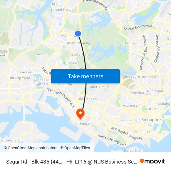 Segar Rd - Blk 485 (44691) to LT16 @ NUS Business School map