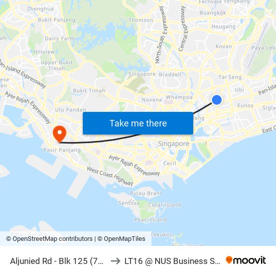 Aljunied Rd - Blk 125 (70019) to LT16 @ NUS Business School map