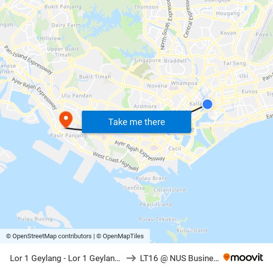 Lor 1 Geylang - Lor 1 Geylang Ter (80009) to LT16 @ NUS Business School map