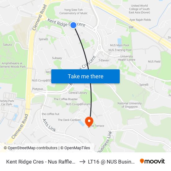 Kent Ridge Cres - Nus Raffles Hall (16169) to LT16 @ NUS Business School map