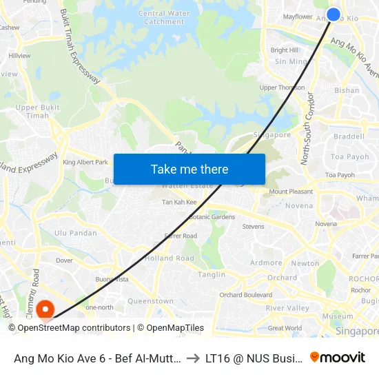Ang Mo Kio Ave 6 - Bef Al-Muttaqin Mque (54039) to LT16 @ NUS Business School map