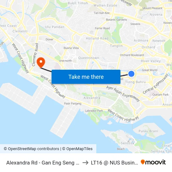Alexandra Rd - Gan Eng Seng Sec Sch (10241) to LT16 @ NUS Business School map