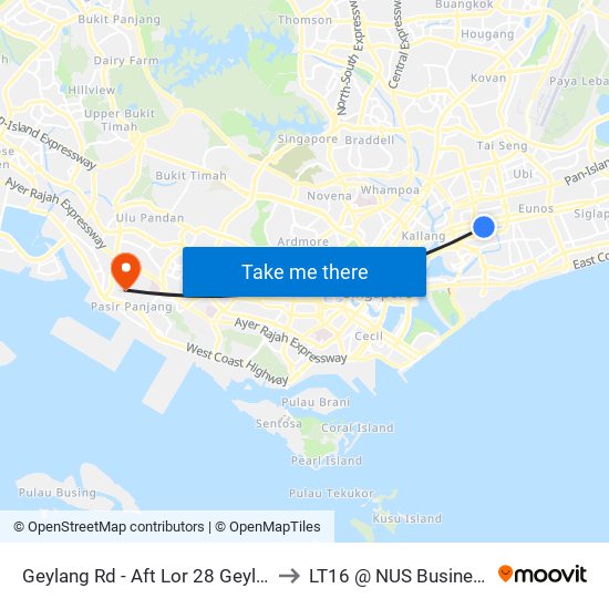 Geylang Rd - Aft Lor 28 Geylang (81029) to LT16 @ NUS Business School map