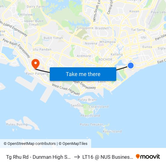 Tg Rhu Rd - Dunman High Sch (90061) to LT16 @ NUS Business School map