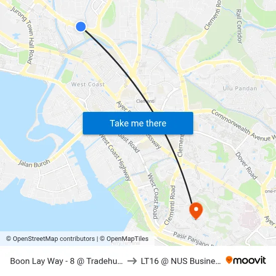 Boon Lay Way - 8 @ Tradehub 21 (28029) to LT16 @ NUS Business School map