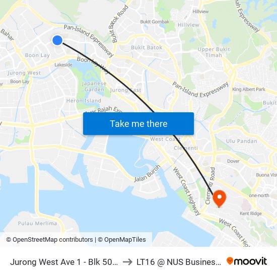 Jurong West Ave 1 - Blk 502 (28401) to LT16 @ NUS Business School map