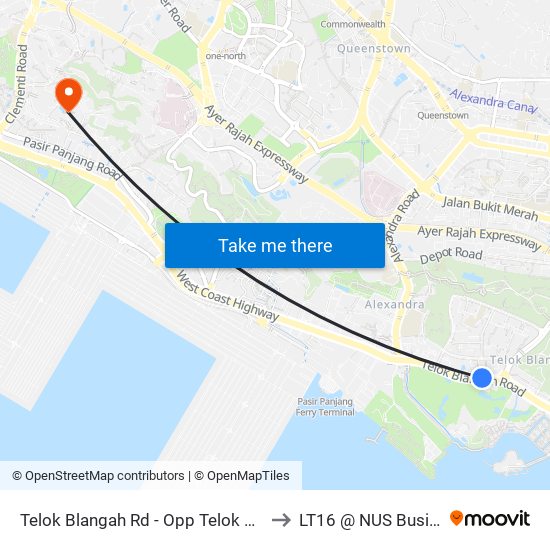 Telok Blangah Rd - Opp Telok Blangah Stn (14169) to LT16 @ NUS Business School map