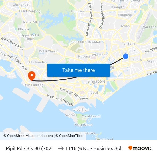 Pipit Rd - Blk 90 (70211) to LT16 @ NUS Business School map