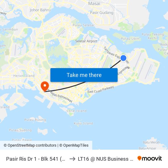 Pasir Ris Dr 1 - Blk 541 (77041) to LT16 @ NUS Business School map