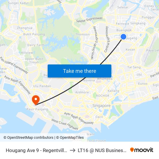 Hougang Ave 9 - Regentville (64499) to LT16 @ NUS Business School map