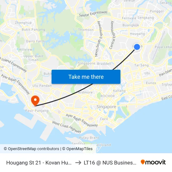 Hougang St 21 - Kovan Hub (63221) to LT16 @ NUS Business School map