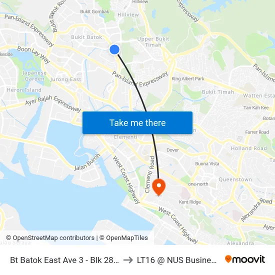Bt Batok East Ave 3 - Blk 289e (43619) to LT16 @ NUS Business School map