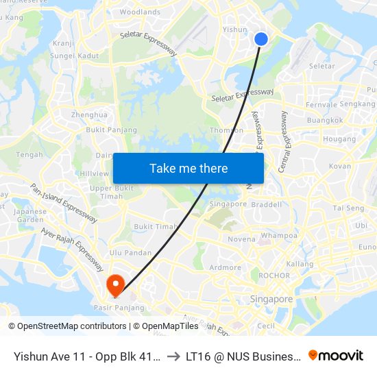 Yishun Ave 11 - Opp Blk 419 (59461) to LT16 @ NUS Business School map
