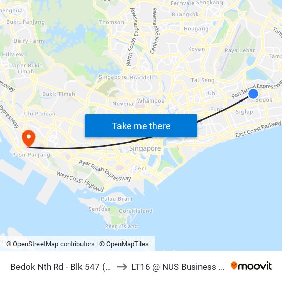 Bedok Nth Rd - Blk 547 (84361) to LT16 @ NUS Business School map