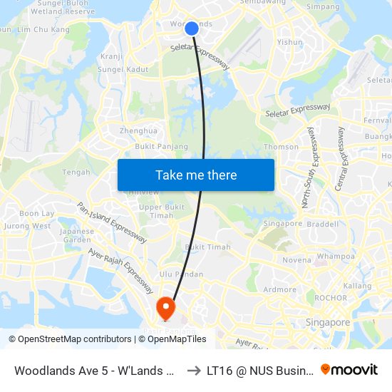 Woodlands Ave 5 - W'Lands Civic Ctr (46321) to LT16 @ NUS Business School map