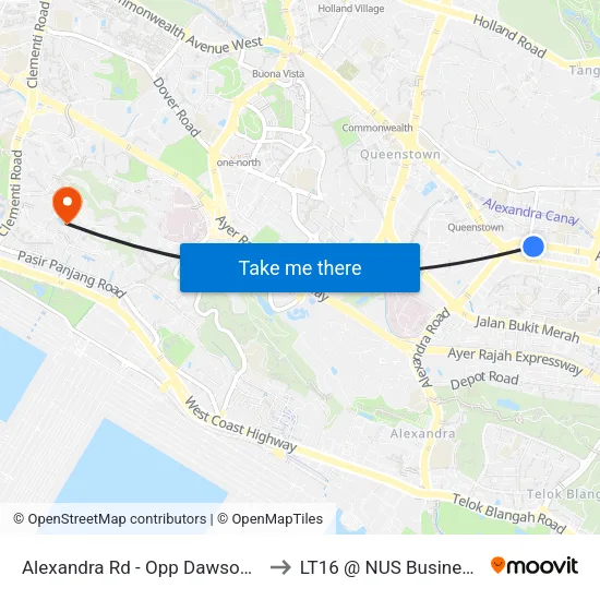 Alexandra Rd - Opp Dawson Pl (10291) to LT16 @ NUS Business School map