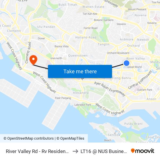 River Valley Rd - Rv Residences (13069) to LT16 @ NUS Business School map