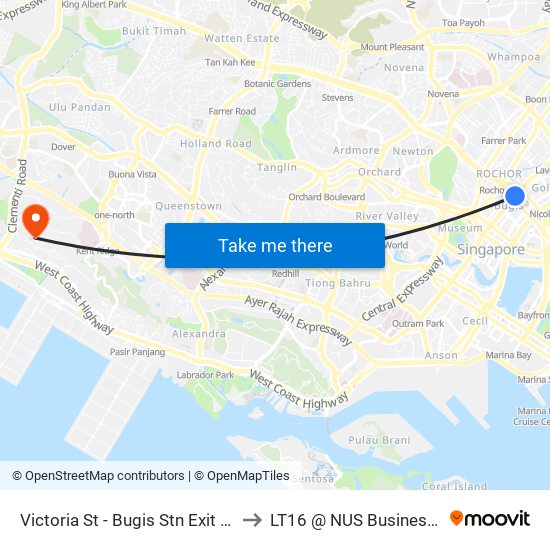 Victoria St - Bugis Stn Exit A (01113) to LT16 @ NUS Business School map