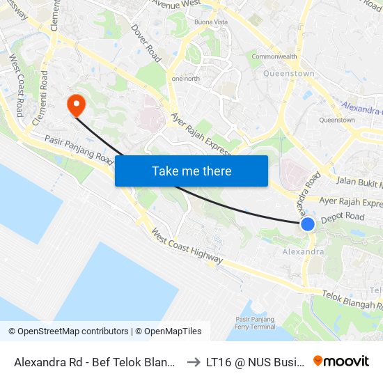 Alexandra Rd - Bef Telok Blangah Hill Pk (18019) to LT16 @ NUS Business School map