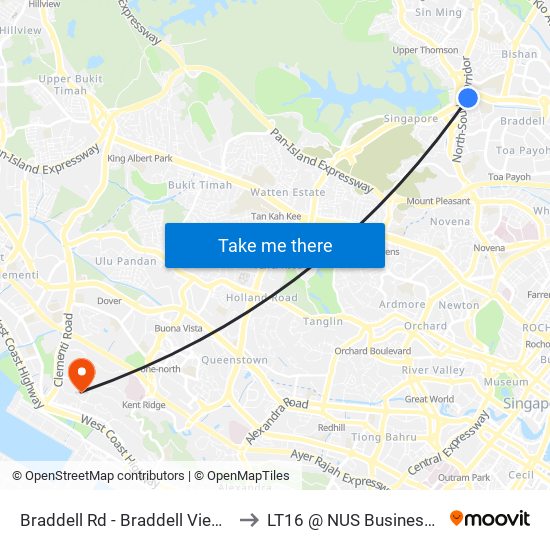 Braddell Rd - Braddell View (51139) to LT16 @ NUS Business School map