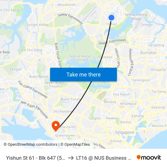 Yishun St 61 - Blk 647 (59369) to LT16 @ NUS Business School map