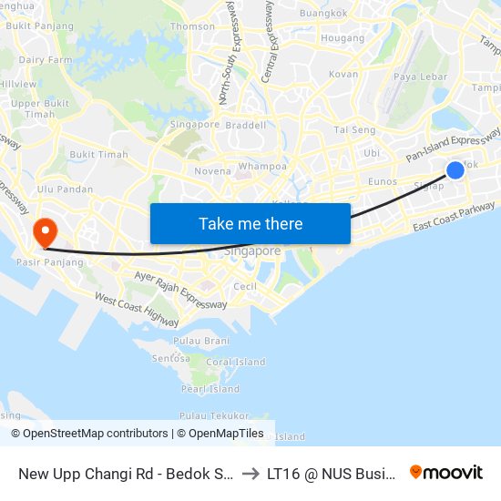 New Upp Changi Rd - Bedok Stn Exit A (84039) to LT16 @ NUS Business School map