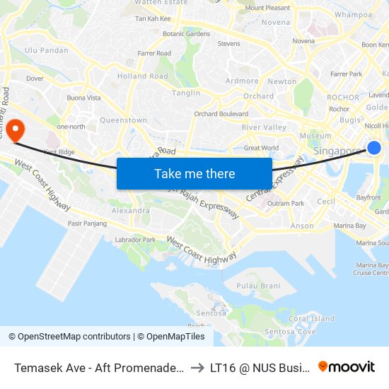 Temasek Ave - Aft Promenade Stn Exit C (02161) to LT16 @ NUS Business School map